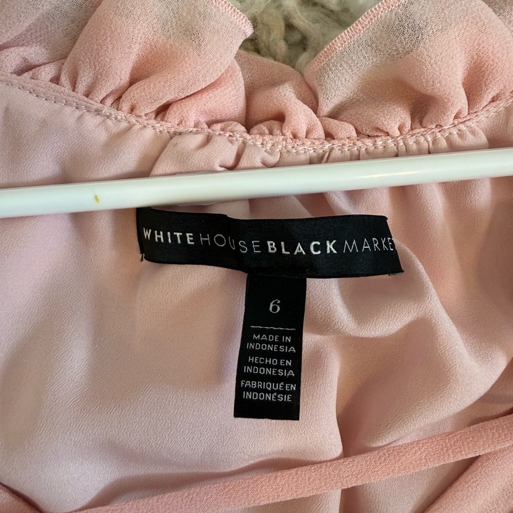 White House Black Market Blush Pink Ruffle Tassel Dress Size 6 - Picture 6 of 7